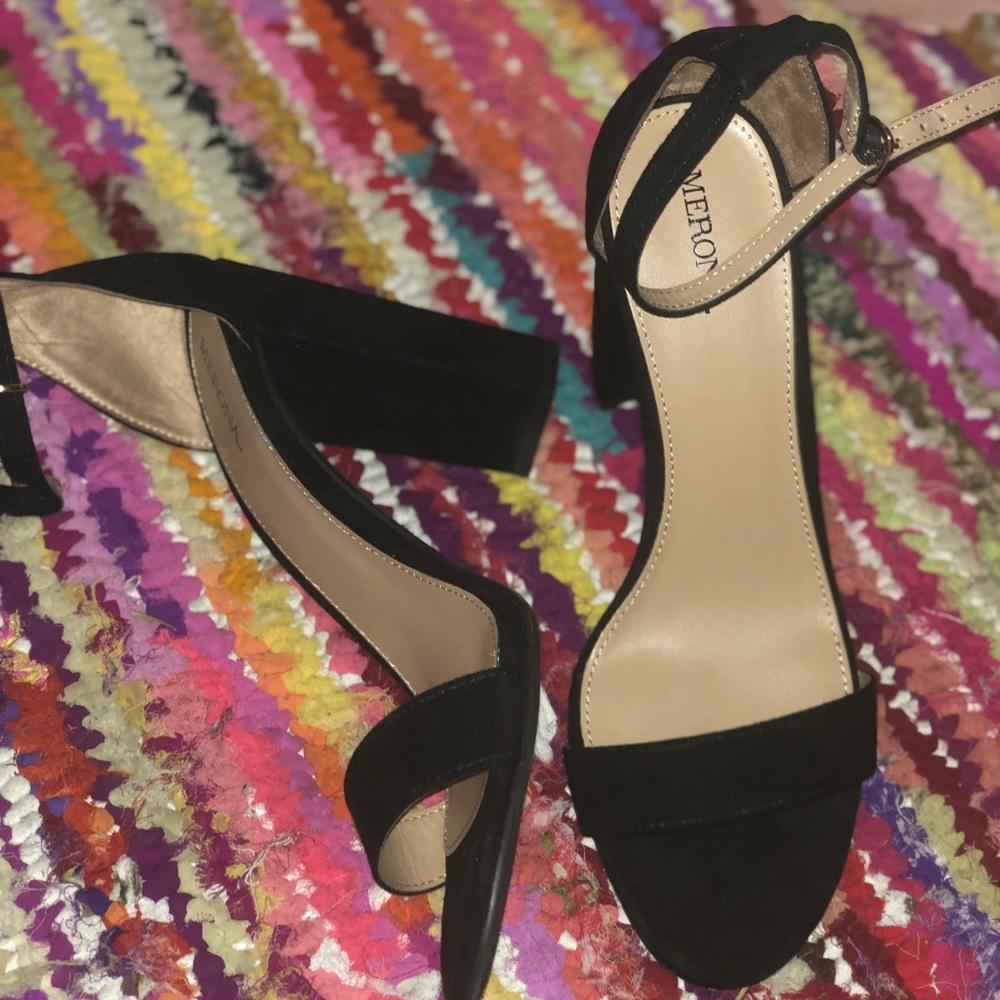 Black strap heels